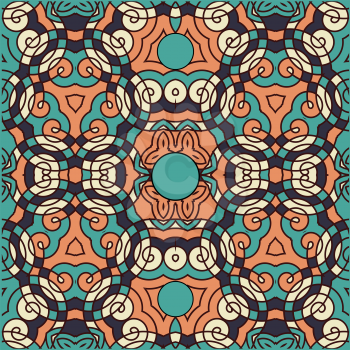 Seamless wallpaper pattern, in blue and orange