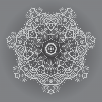 Oriental mandala motif round lase pattern on the black background, like snowflake or mehndi paint of brown color. Native art concept backgrounds