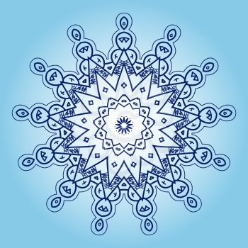 Oriental mandala motif round lase pattern on the blue background, like snowflake or mehndi paint in light color with watercolor element on backdrop. What is karma?