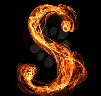 Royalty Free Clipart Image of a Letter S in Fire