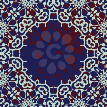 Stylized islamic ornamental frame over deep blue background