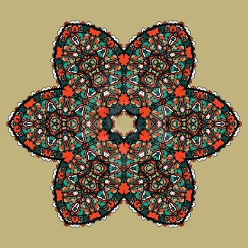 Stylized mandla flower. Art vintage decorative elements. Hand drawn tribal style yantra. Flayer template oriental style motif.