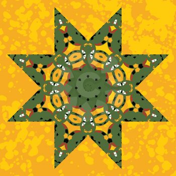 Islamic ornamental green star lace ornament.
