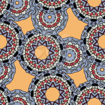 Indian ornament, kaleidoscopic flora pattern. African abstract seamless pattern. Vintage motif.