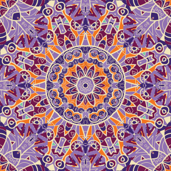 Violet color mandala Symmetry asian pattern.