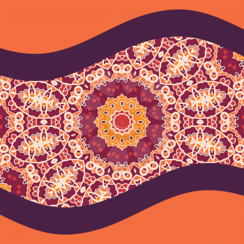 Mandala Print Cover Design Warm Color. Postcard Vintage decorative elements. Hand drawn background. Islam, Arabic, Indian, ottoman motifs.
