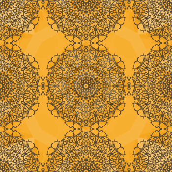 Seamless Oriental Pattern Based on Hand-drawn mandala flower. Indian Art Print. Yoga Ornament, kaleidoscopic floral  yantra. Seamless ornament lace. Oriental vector pattern. Islamic,Arabic, Indian, Tu