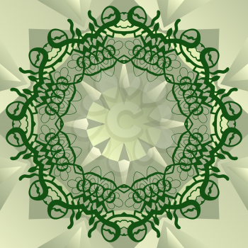 Green stylized mandala blank center for text vector artwork