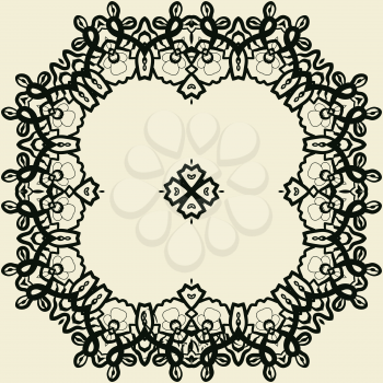 Outlined stylized mandala print over light yellow color background