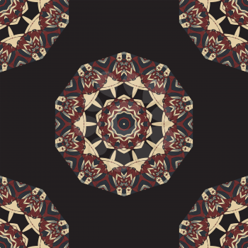 Seamless Round Mandala Wallpaper. Round frame Mandala. Circular Ornamental Pattern. Vintage decorative elements. Hand drawn background. Islamic, Arabic, Indian, Ottoman, Asian motifs. Endless pattern.