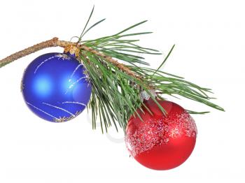 Royalty Free Photo of Christmas Ornaments on a Tree