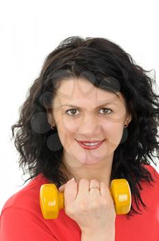 Royalty Free Photo of a Woman Using a Dumbbell