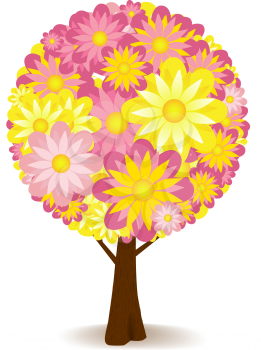 Royalty Free Clipart Image of an Abstract Floral Tree