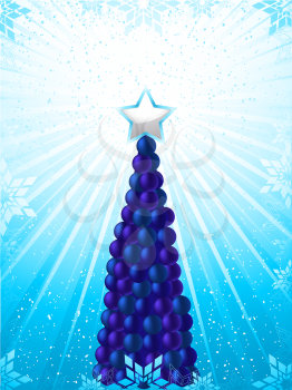 Royalty Free Clipart Image of a Christmas Tree Made of Ornaments 