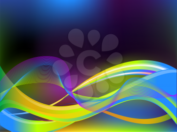 Royalty Free Clipart Image of an Abstract Background With Neon Waves