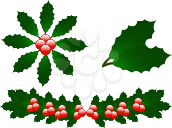 Royalty Free Clipart Image of Christmas Holly Icons