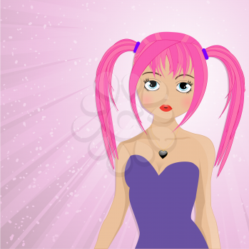 Royalty Free Clipart Image of a Cute Manga Girl