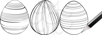 Royalty Free Clipart Image of a Pencil Drawing Eggs