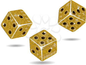 Royalty Free Clipart Image of Gold Mosaic Dice