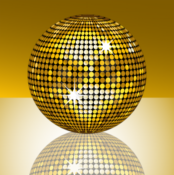 Royalty Free Clipart Image of a Gold Disco Ball