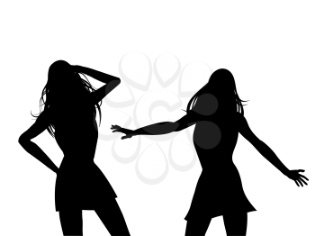 Royalty Free Clipart Image of Silhouettes of Female Dancers