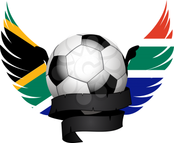 Royalty Free Clipart Image of a Football Crest With Wings in the Colours of the South African Flag