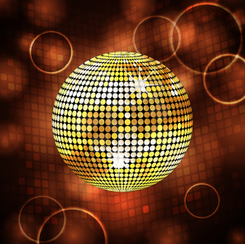 Royalty Free Clipart Image of a Sparkling Gold Disco Ball Background 