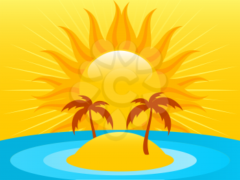 Royalty Free Clipart Image of an Abstract Summer Island
