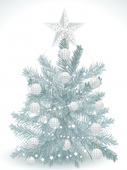 turquoise, Christmas tree with white star and baubles