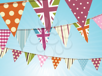 bunting background against a blue sky