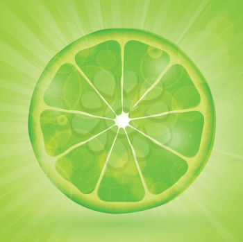Lime slice vibrant background with green star burst