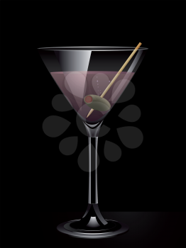 Pink gin cocktail background with olive 