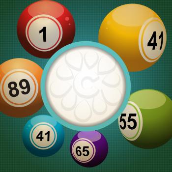 Bingo lottery balls on a retro style background