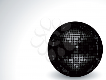 3D Black Disco Ball Background on a White Background