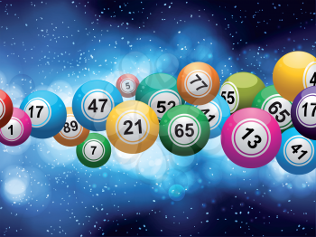 Bingo Ball Burst on a Glowing Blue Background