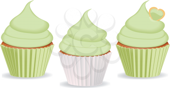 cupcakes set with green icing