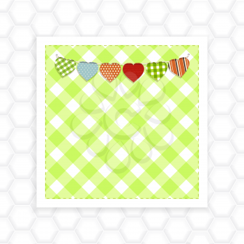 Gingham Panel with Bunting on a White Hexagon background