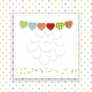 White Panel with Bunting on Polka Dot Background