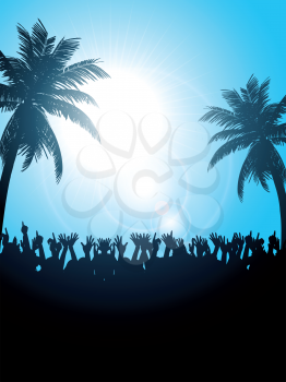 Summer Festival with Crowd and Palm Trees 