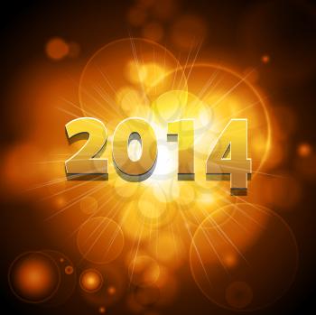 Royalty Free Clipart Image of a Glowing New Year Background for 2014