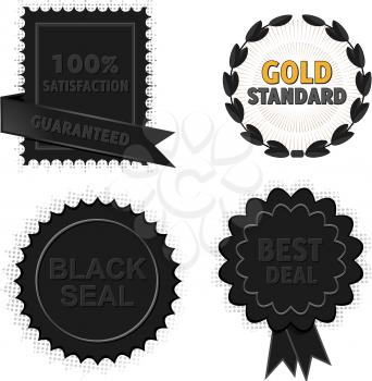 Set of Black Quality Badges and Seals 