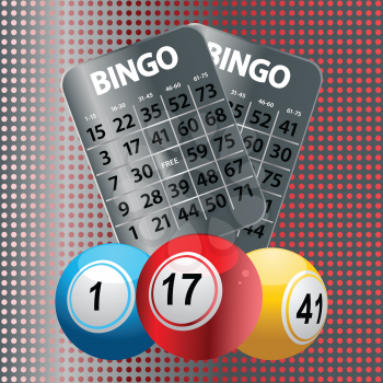 Bingo Balls with Metallic Bingo Cards