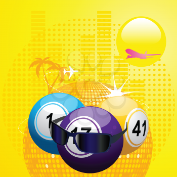 Bingo Balls with Sunglasses on Abstract Summer Background