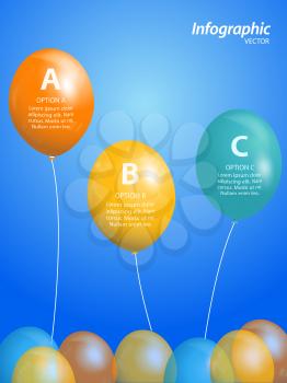 Colourful Balloon Infographic on Blue Background