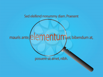 Magnifier with Sample Text on Blue Background
