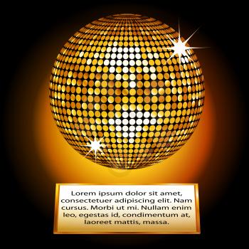 Golden Disco Ball on a Plaque with Sample Text