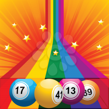 Bingo Balls Coming Out From a Rainbow Tunnel Background