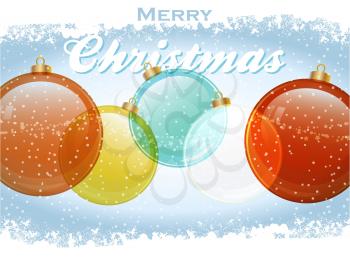 Christmas Landscape Background with Baubles Snow and Text