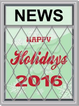 Festive 3D News Paper Board with Happy Holidays 2016 Text