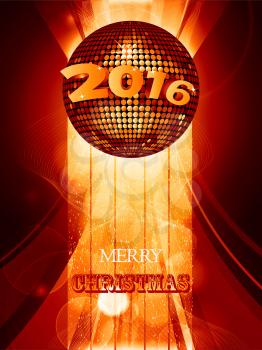 Christmas 2016 Background with Disco Ball and Text Over Warm Glowing Portrait